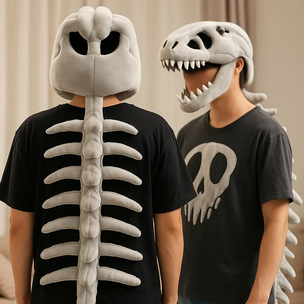 Adjustable Plush Dinosaur Skeleton Outfit for Children