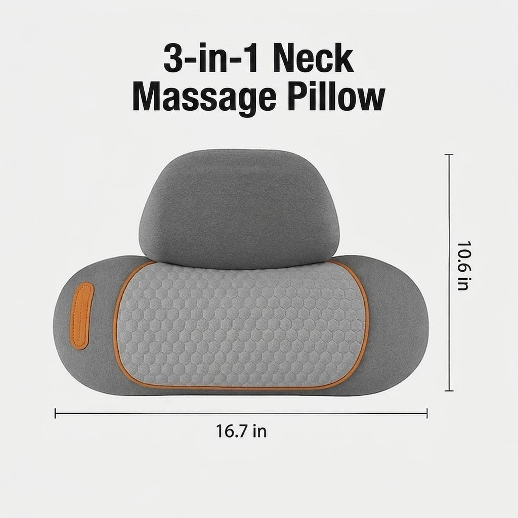 Neck Pillow with Heat, Massage Function, and Adjustable Traction