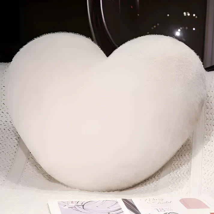 Soft Faux Fur Heart-Shaped Decorative Pillow