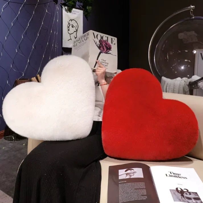 Soft Faux Fur Heart-Shaped Decorative Pillow