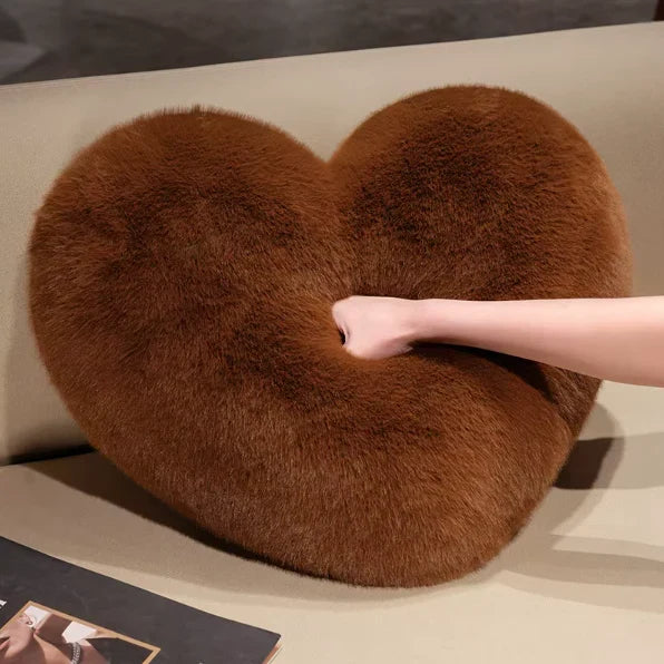 Soft Faux Fur Heart-Shaped Decorative Pillow