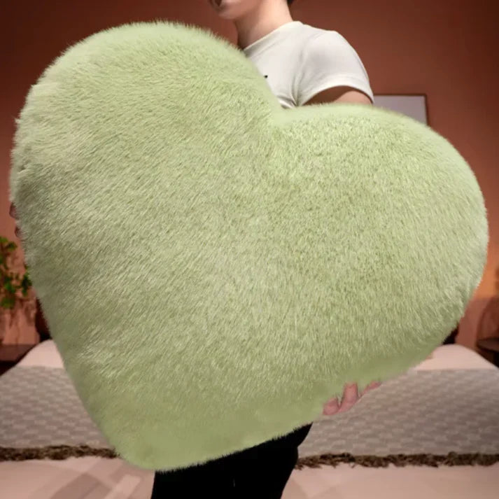 Soft Faux Fur Heart-Shaped Decorative Pillow