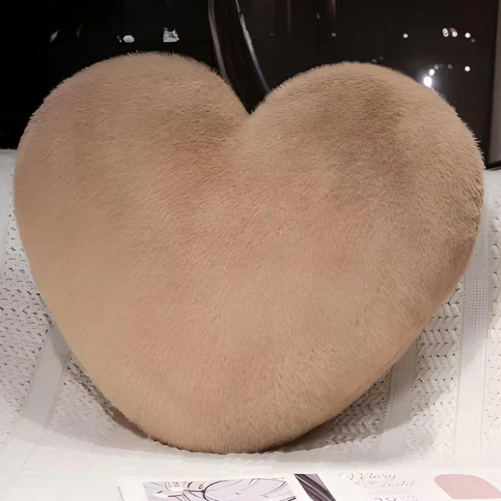 Soft Faux Fur Heart-Shaped Decorative Pillow