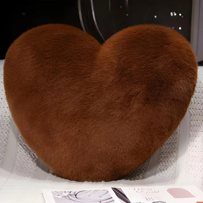 Soft Faux Fur Heart-Shaped Decorative Pillow