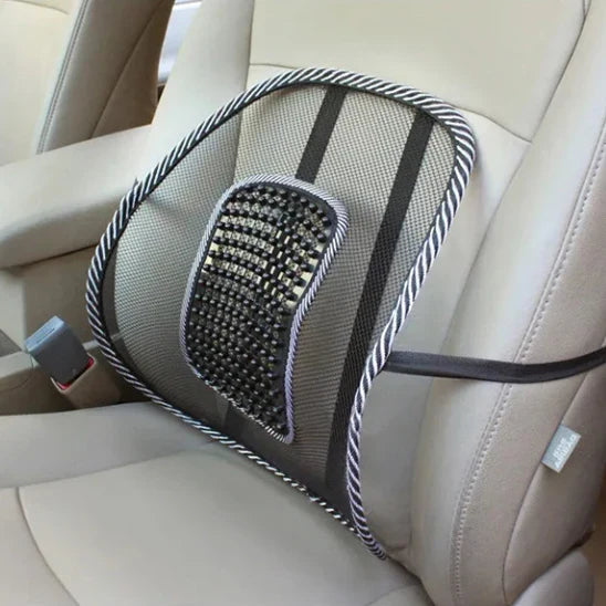 Back Support Cushion for Car with Breathable Mesh and Massage Beads