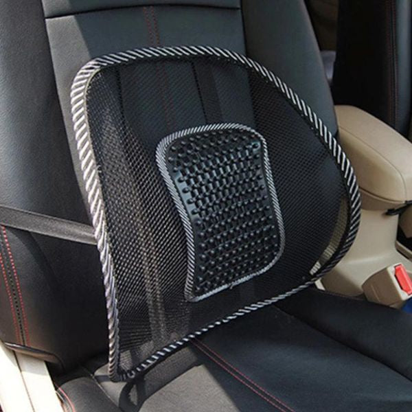 Back Support Cushion for Car with Breathable Mesh and Massage Beads