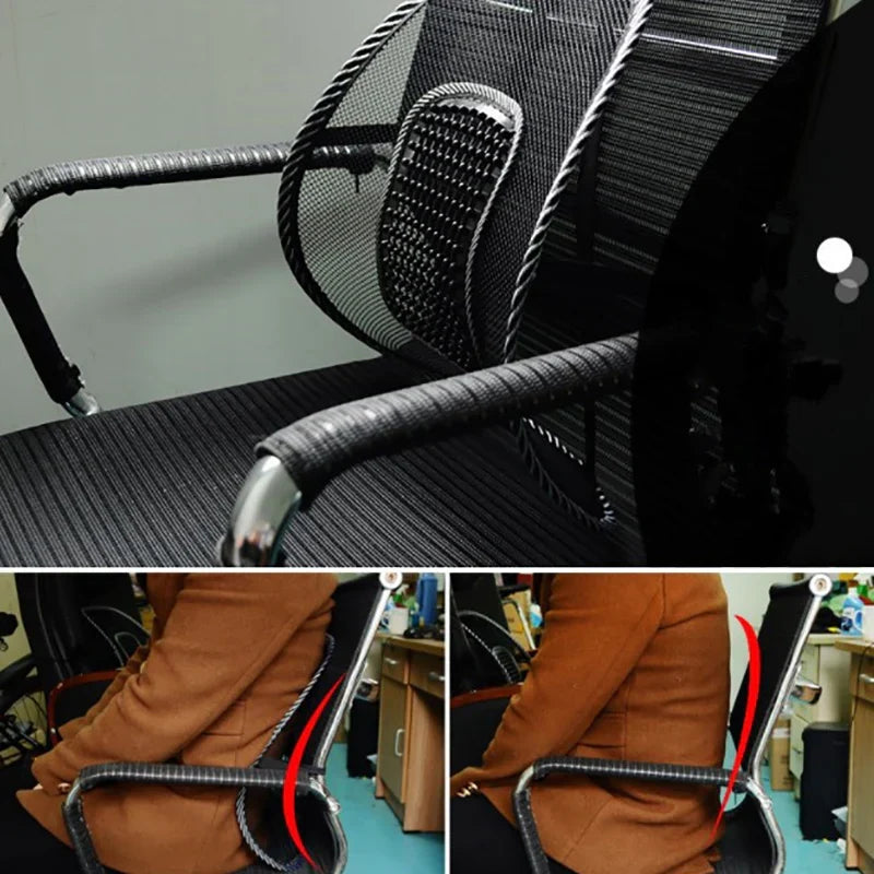 Back Support Cushion for Car with Breathable Mesh and Massage Beads