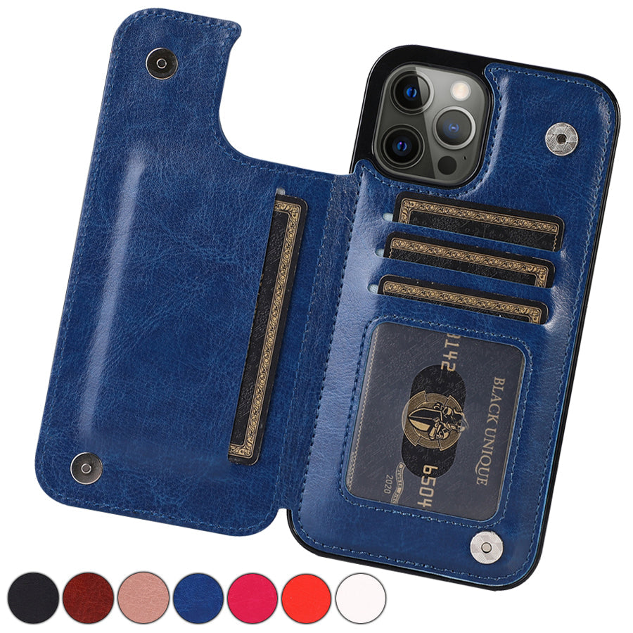 Magnetic Closure Leather Case for Phones with Card Holder Slots