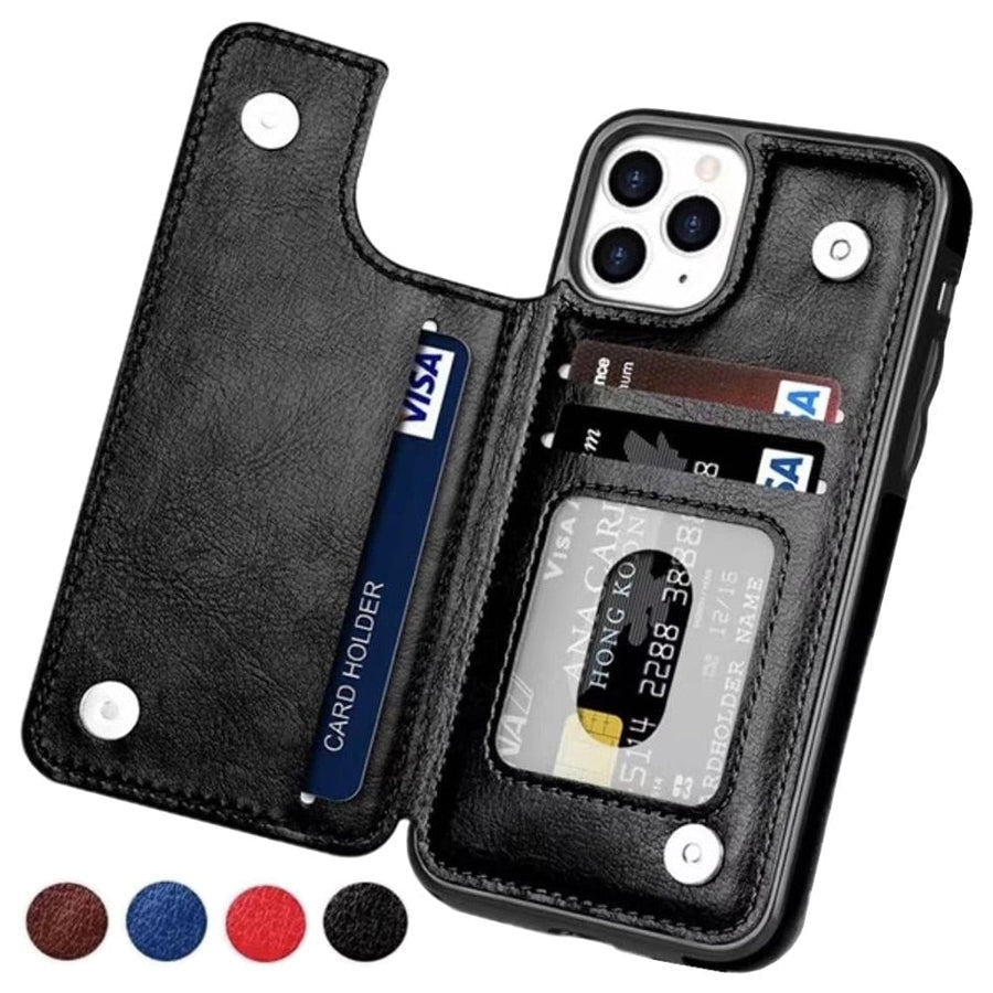 Magnetic Closure Leather Case for Phones with Card Holder Slots