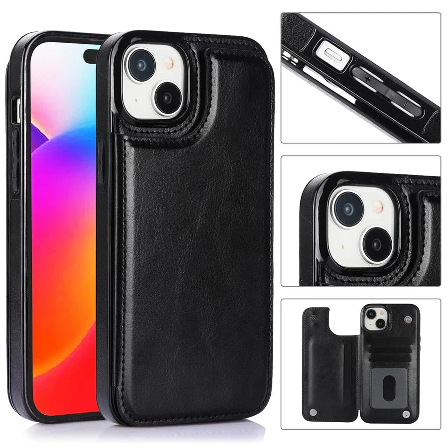 Magnetic Closure Leather Case for Phones with Card Holder Slots