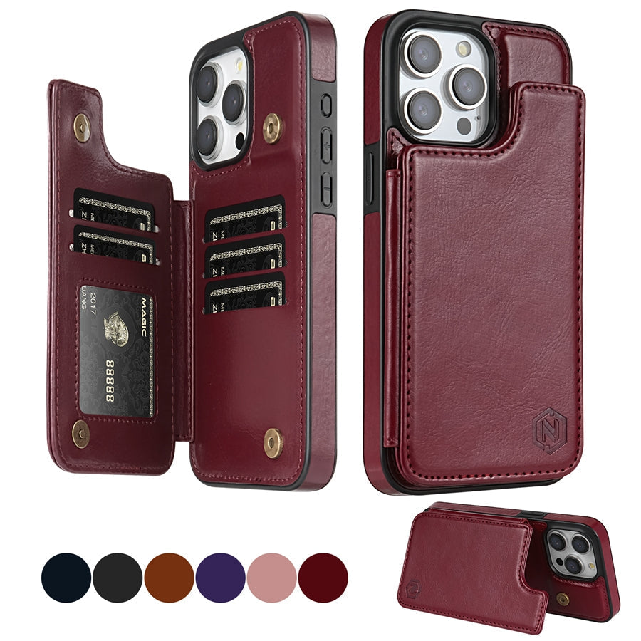 Magnetic Closure Leather Case for Phones with Card Holder Slots