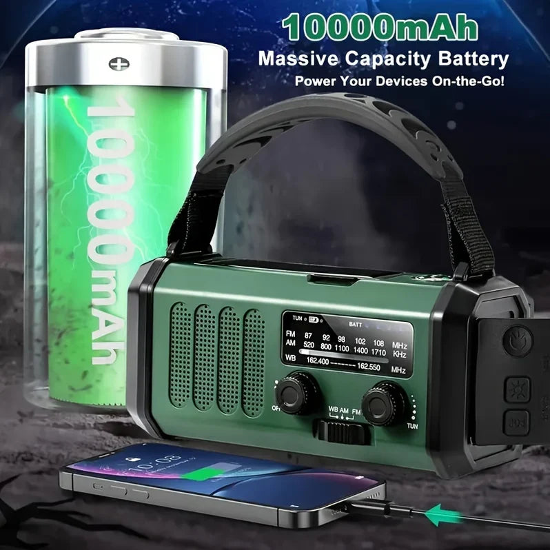 Solar and Hand Crank Emergency Radio with Flashlight and USB Charging