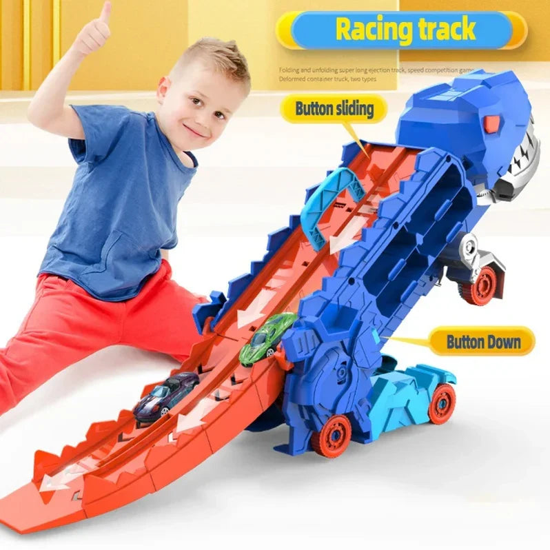 Transforming Play Track Adventure with Dinosaur Racing Toy Set