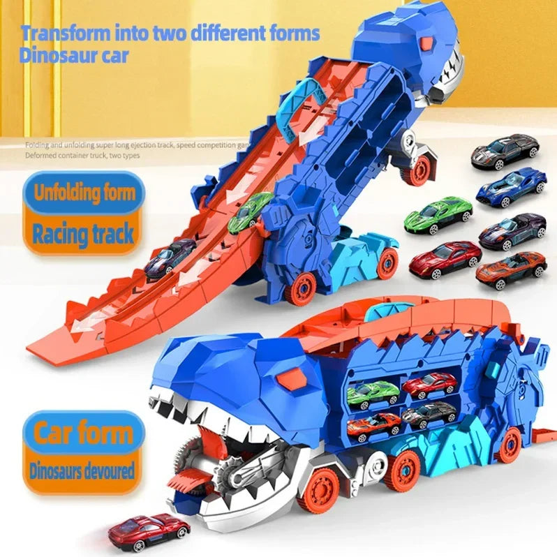 Transforming Play Track Adventure with Dinosaur Racing Toy Set