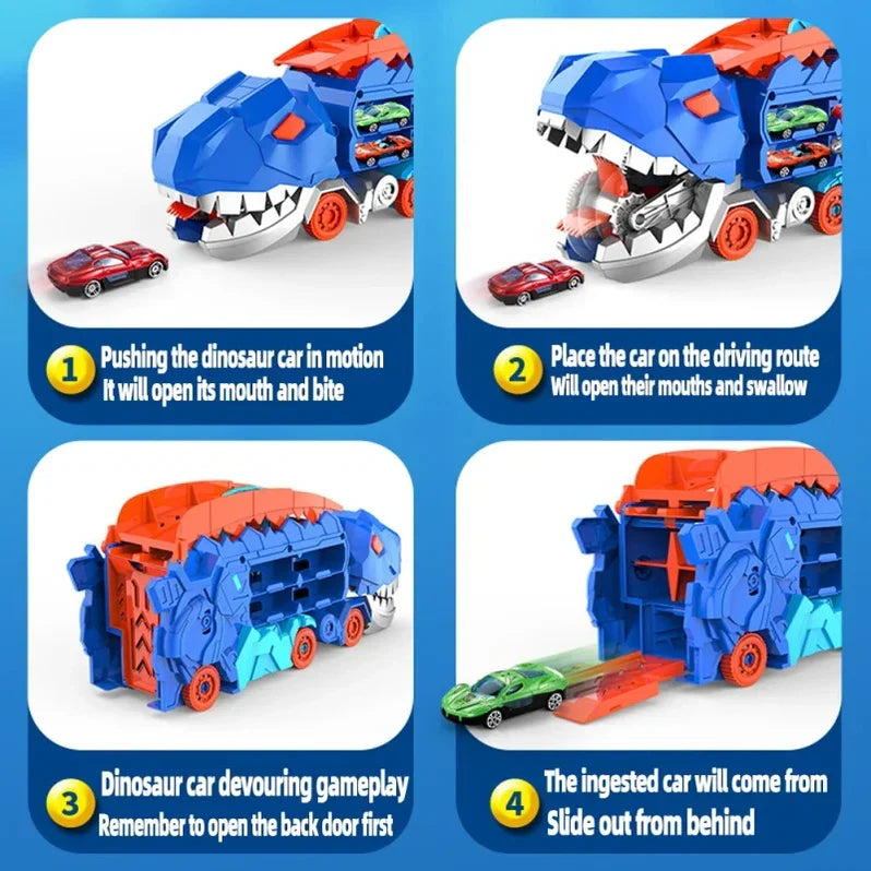 Transforming Play Track Adventure with Dinosaur Racing Toy Set
