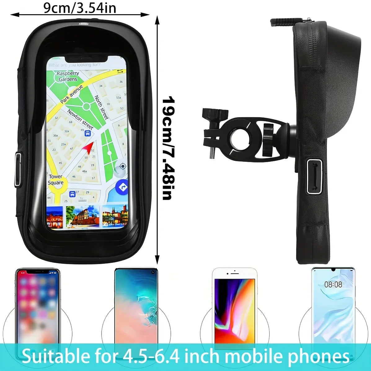 360° Rotating Handlebar Bag for Phones – Waterproof Bicycle and Motorcycle Holder
