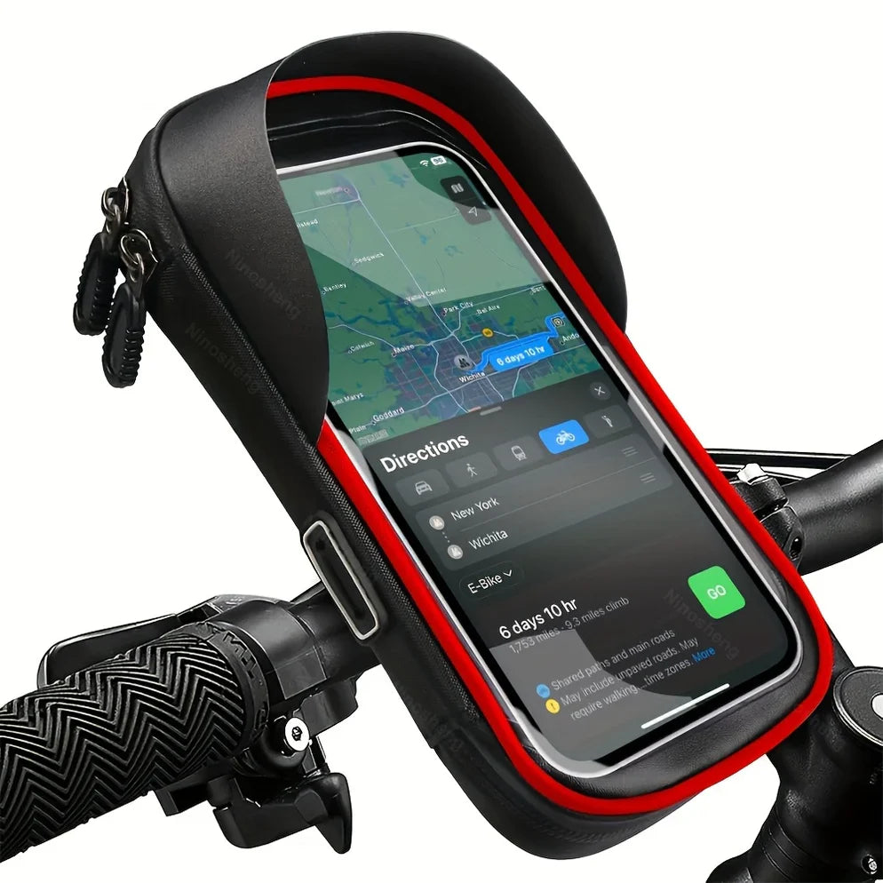 360° Rotating Handlebar Bag for Phones – Waterproof Bicycle and Motorcycle Holder