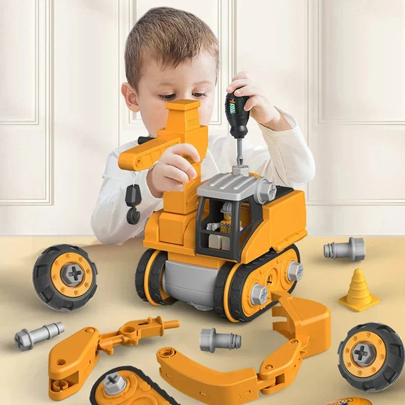 Kids' Toy Set with Construction Vehicles and Screwdriver