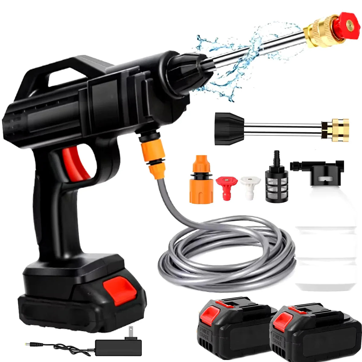 Portable Pressure Washer with Lithium Battery and Adjustable Nozzle