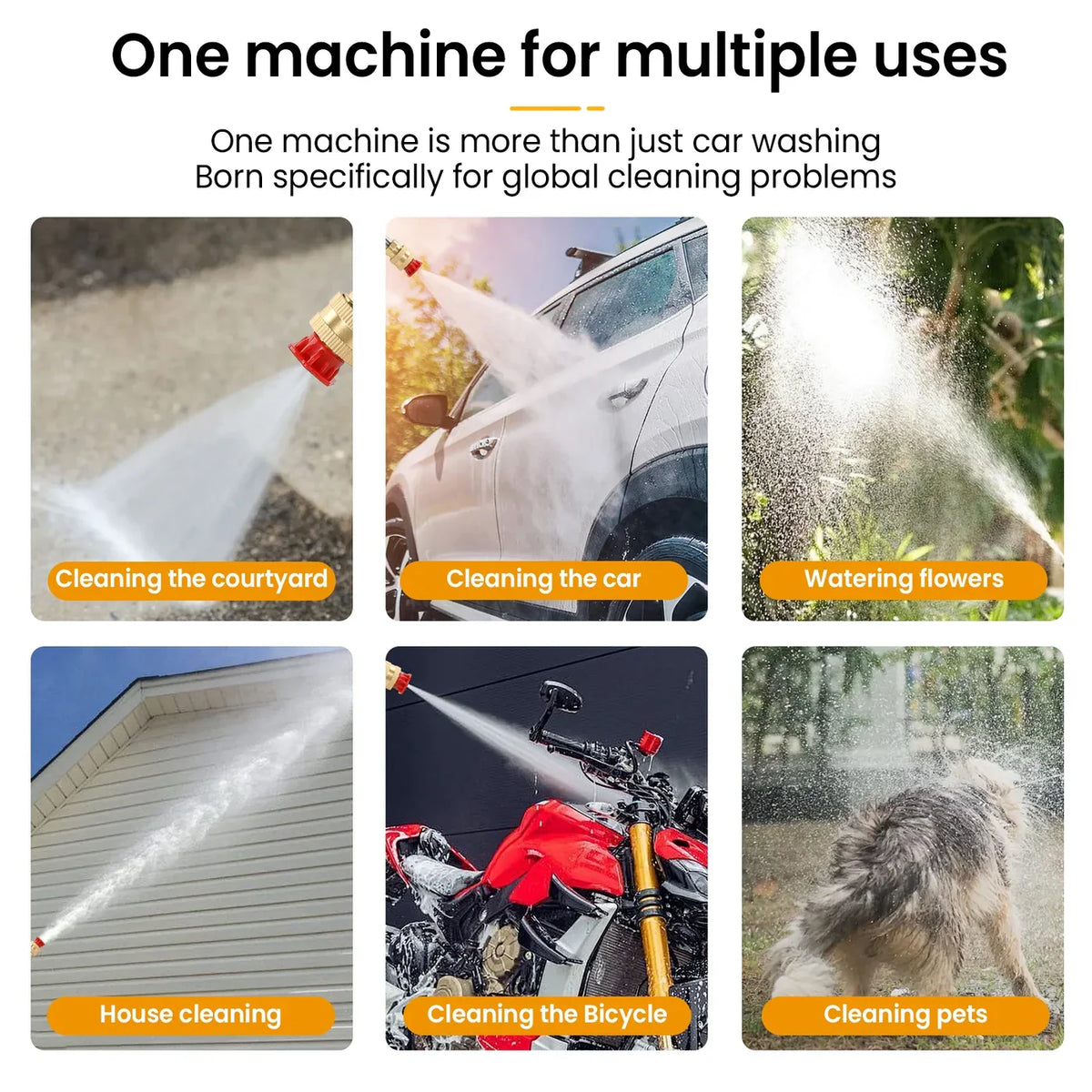 Portable Pressure Washer with Lithium Battery and Adjustable Nozzle