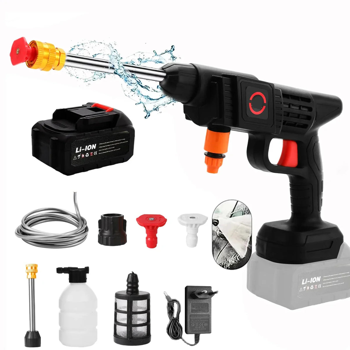 Portable Pressure Washer with Lithium Battery and Adjustable Nozzle