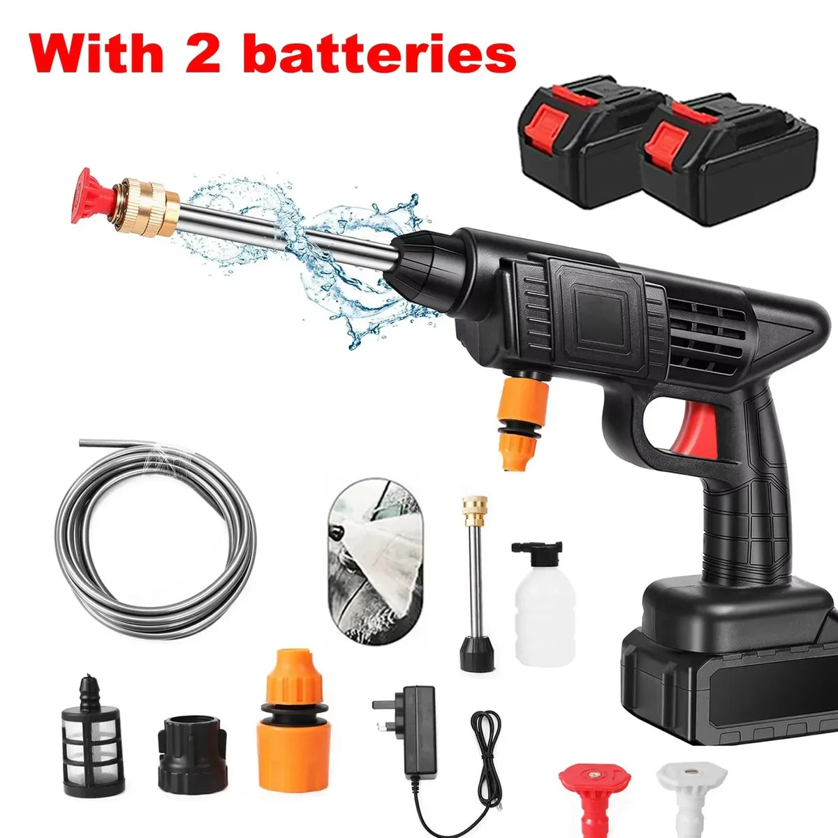 Portable Pressure Washer with Lithium Battery and Adjustable Nozzle