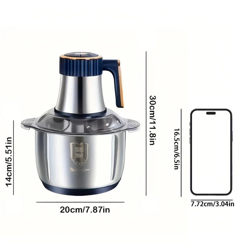 Multifunctional Kitchen Chopper for Meat and Vegetables in Stainless Steel