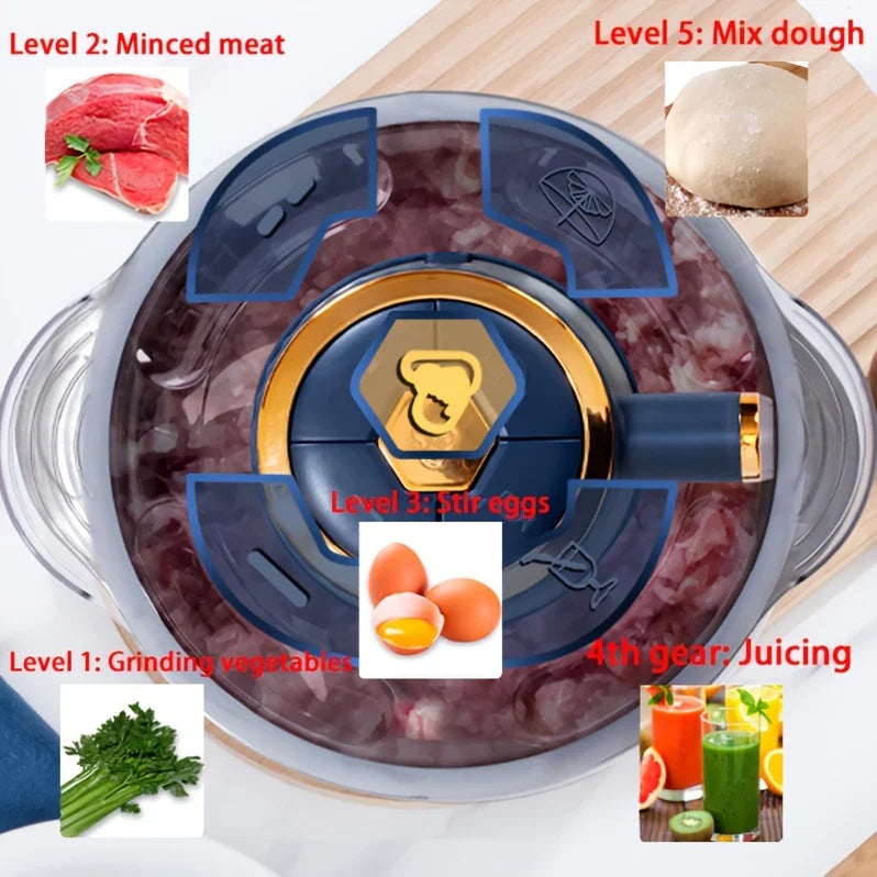 Multifunctional Kitchen Chopper for Meat and Vegetables in Stainless Steel