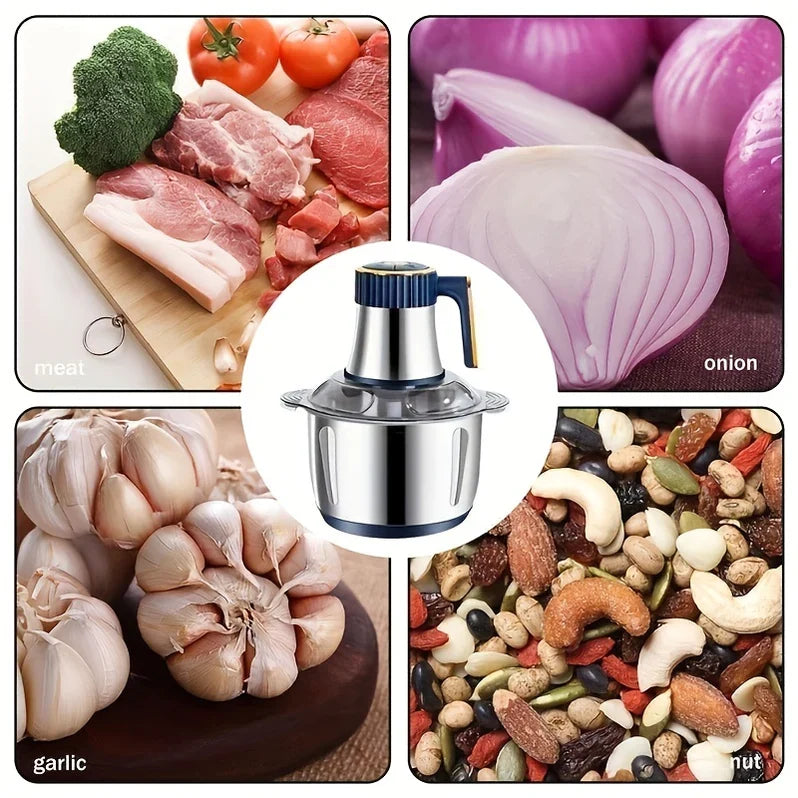 Multifunctional Kitchen Chopper for Meat and Vegetables in Stainless Steel