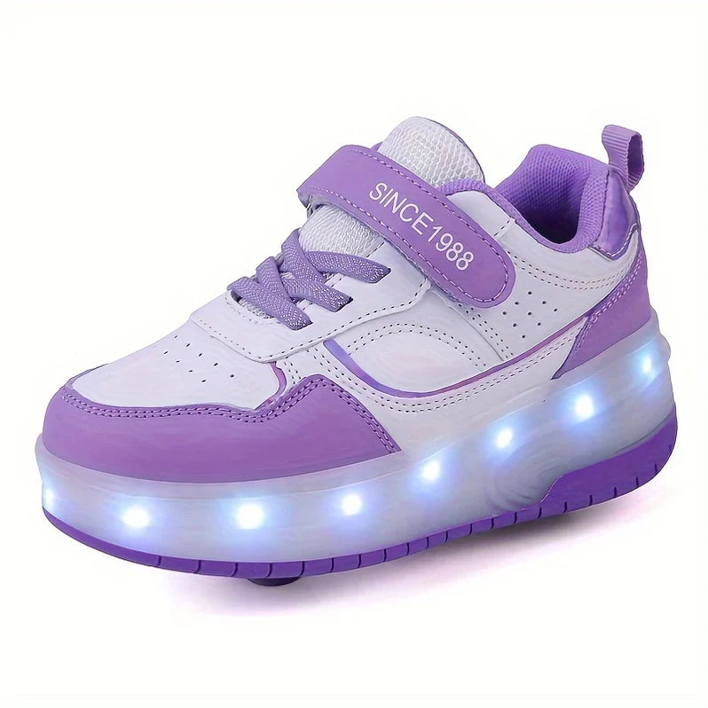 LED Light-Up Roller Shoes for Kids with Detachable Wheels