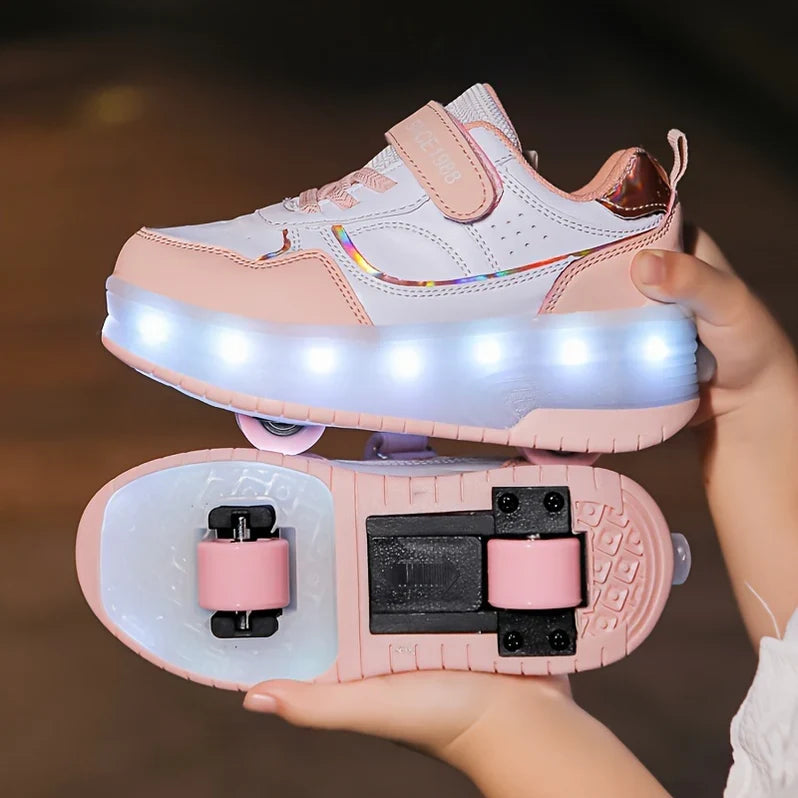 LED Light-Up Roller Shoes for Kids with Detachable Wheels
