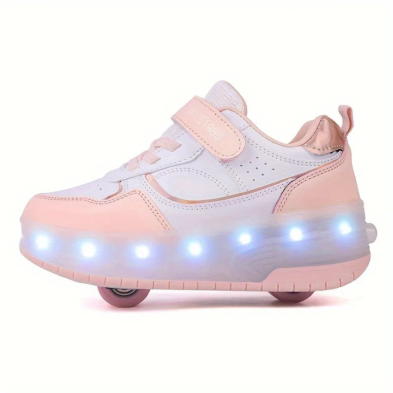 LED Light-Up Roller Shoes for Kids with Detachable Wheels