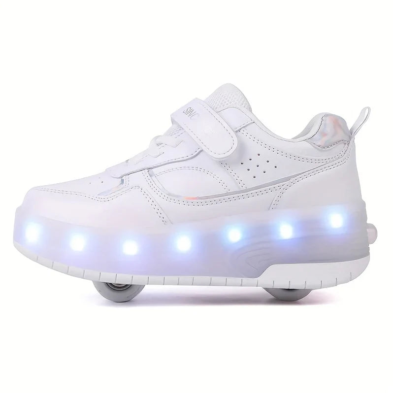 LED Light-Up Roller Shoes for Kids with Detachable Wheels