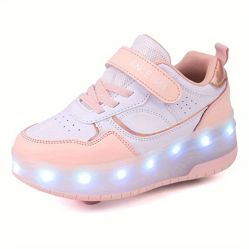 LED Light-Up Roller Shoes for Kids with Detachable Wheels