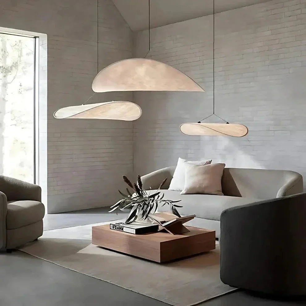 Silk LED Pendant Light in Japandi Wabi Sabi Style