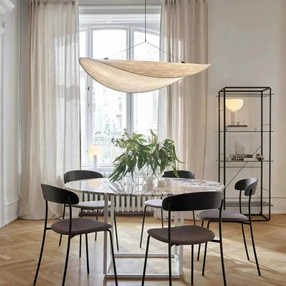 Silk LED Pendant Light in Japandi Wabi Sabi Style