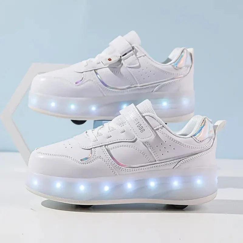 LED Light-Up Roller Skates for Kids - Lightweight Outdoor Shoes