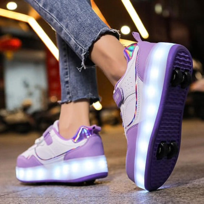 LED Light-Up Roller Skates for Kids - Lightweight Outdoor Shoes