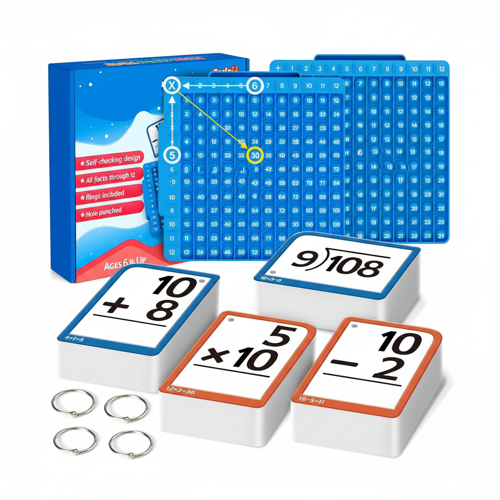 Math Learning Toy Set for Kids – Silicone Board and Flashcards Included