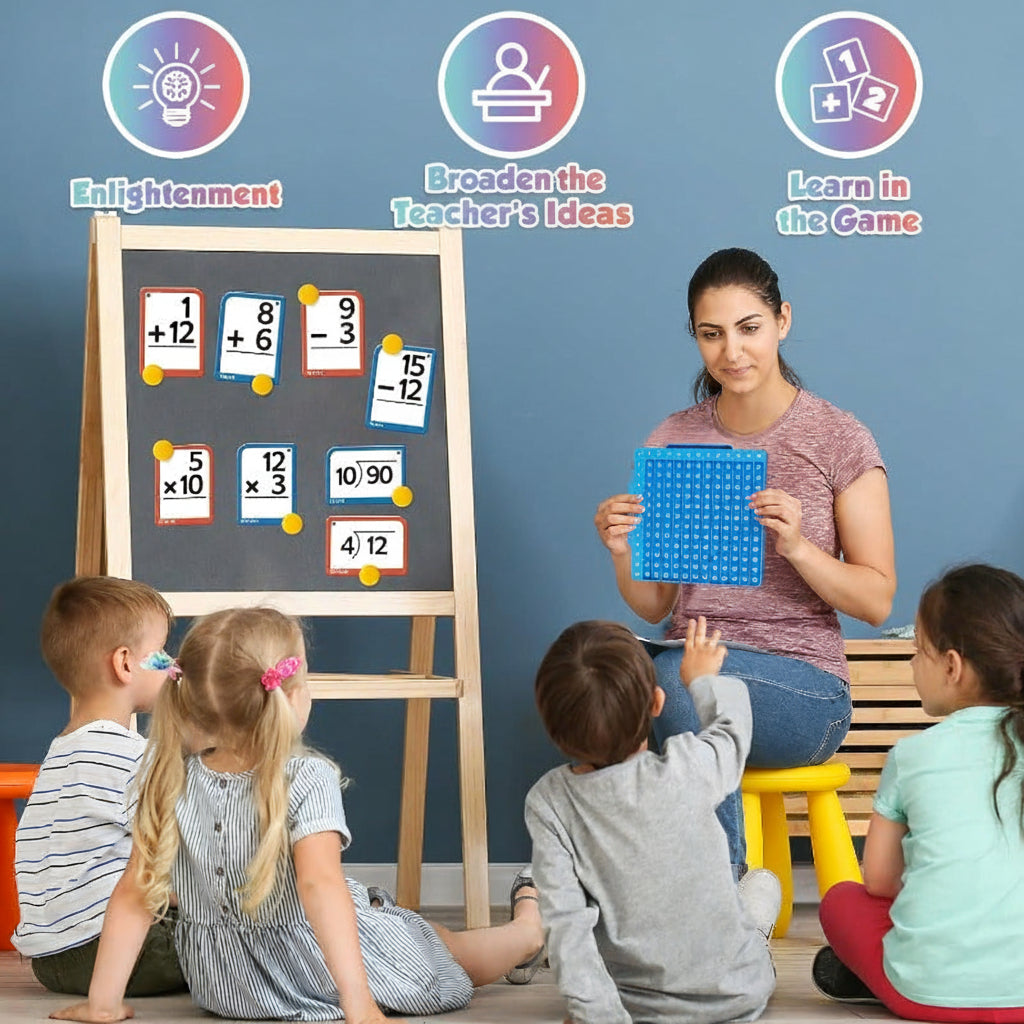 Math Learning Toy Set for Kids – Silicone Board and Flashcards Included