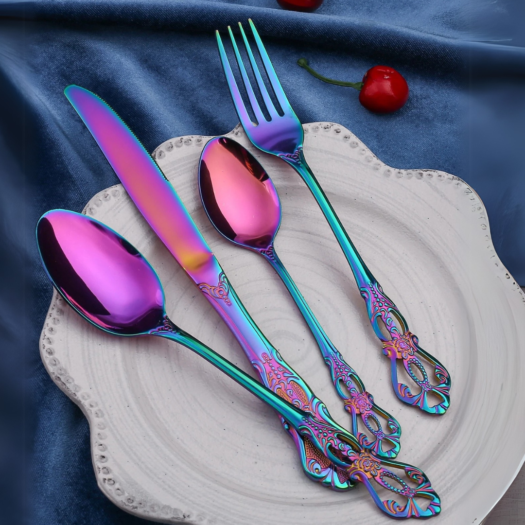 Vibrant Stainless Steel Cutlery Collection – Elegant Dining Sets