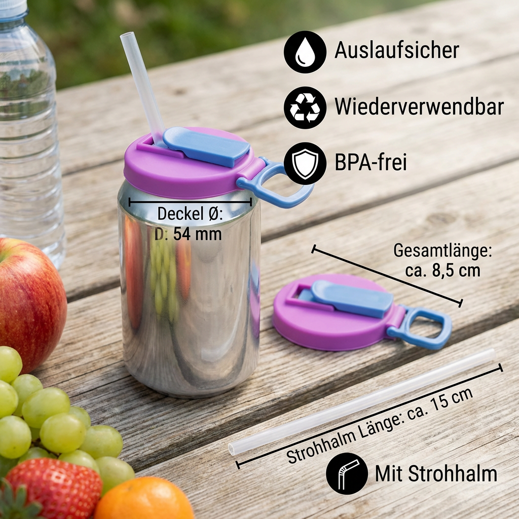 Reusable Silicone Lid for Cans with Straw