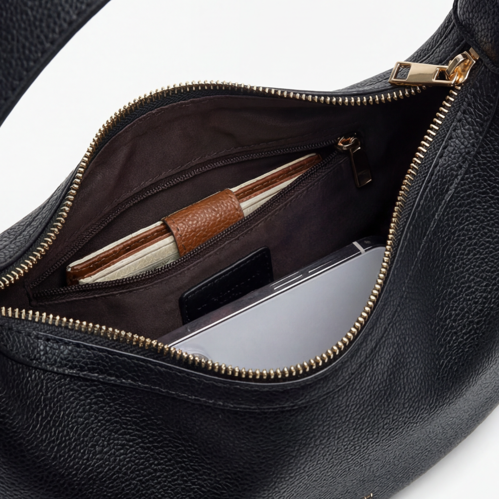 Shoulder Bag in Half-Moon Shape with Versatile 3-Way Strap