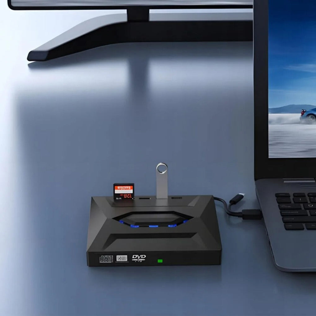 USB Hub with SD Card Reader and External CD/DVD Writer