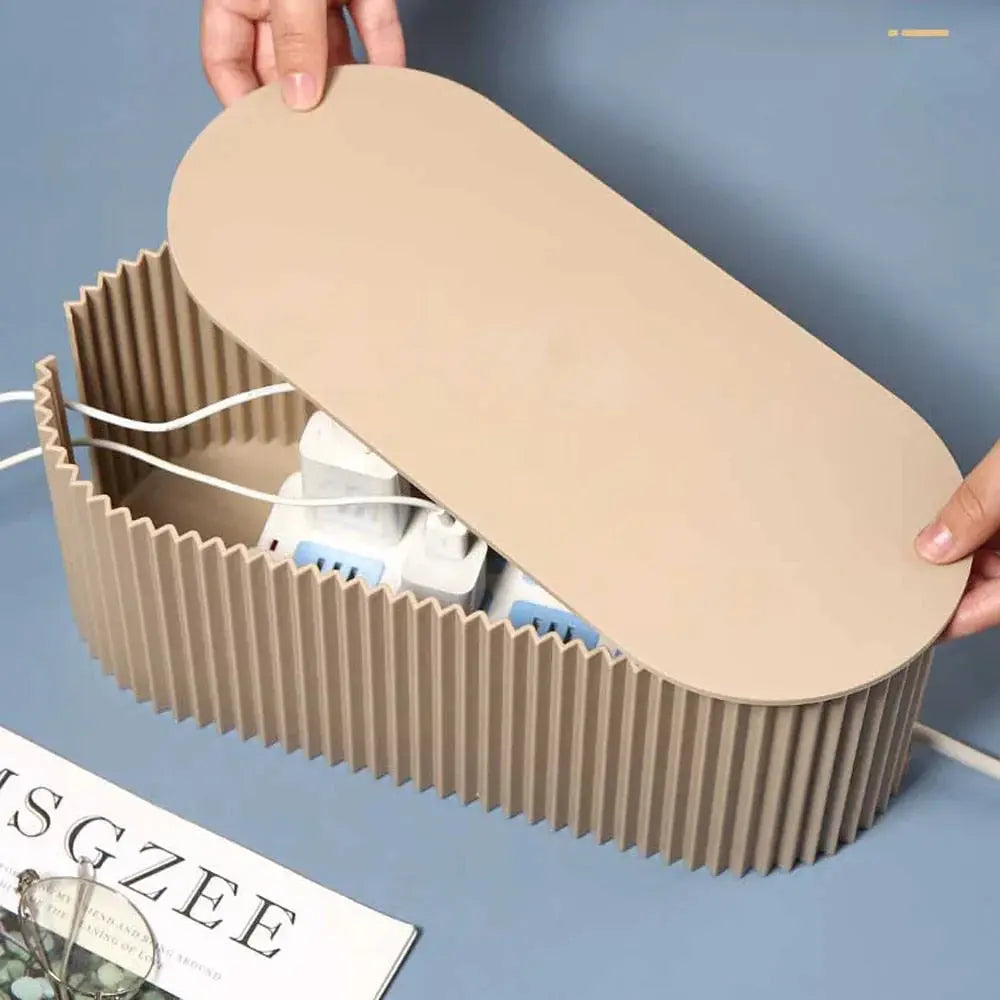 Oval Cable Organizer Box – Conceal Wires and Power Strips