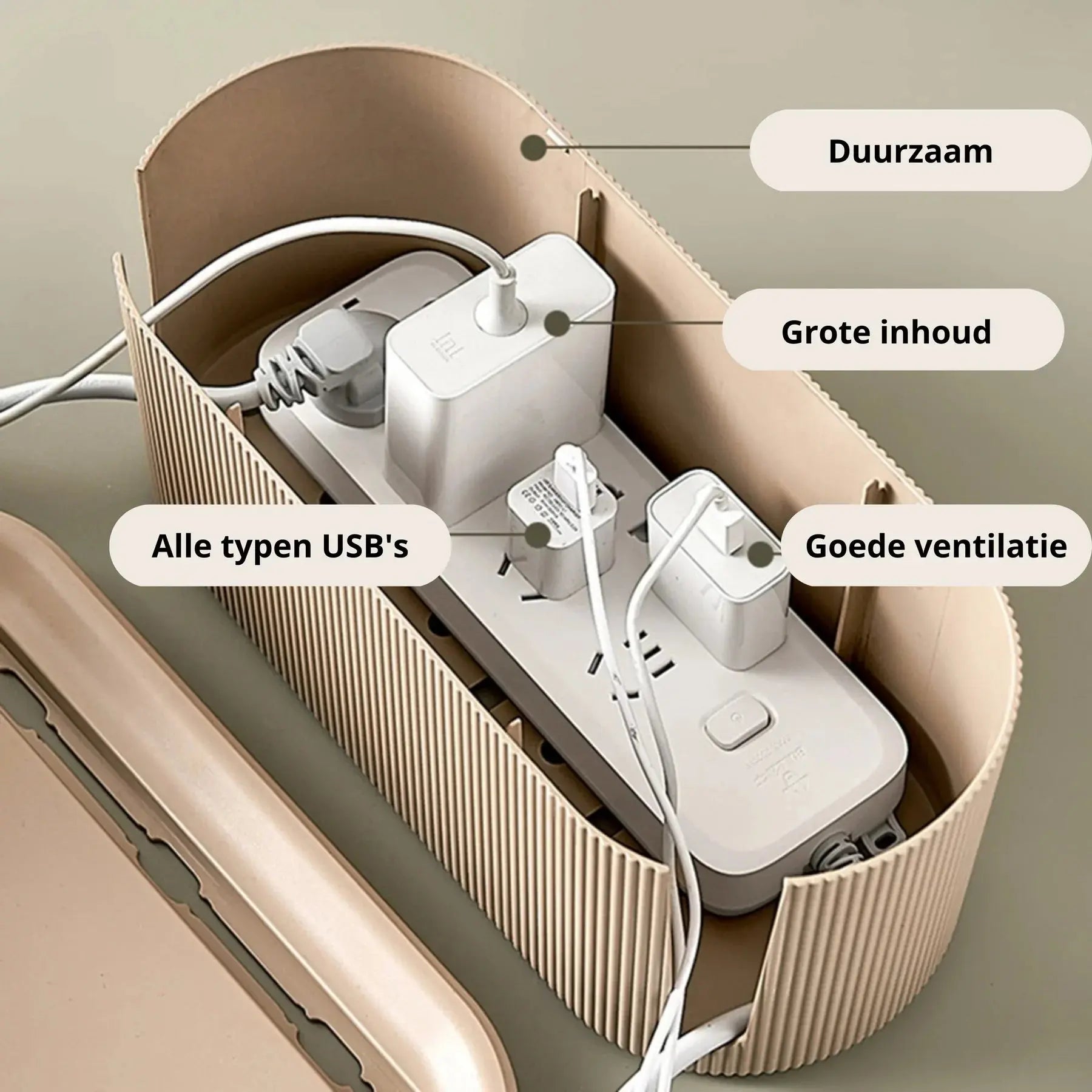 Oval Cable Organizer Box – Conceal Wires and Power Strips