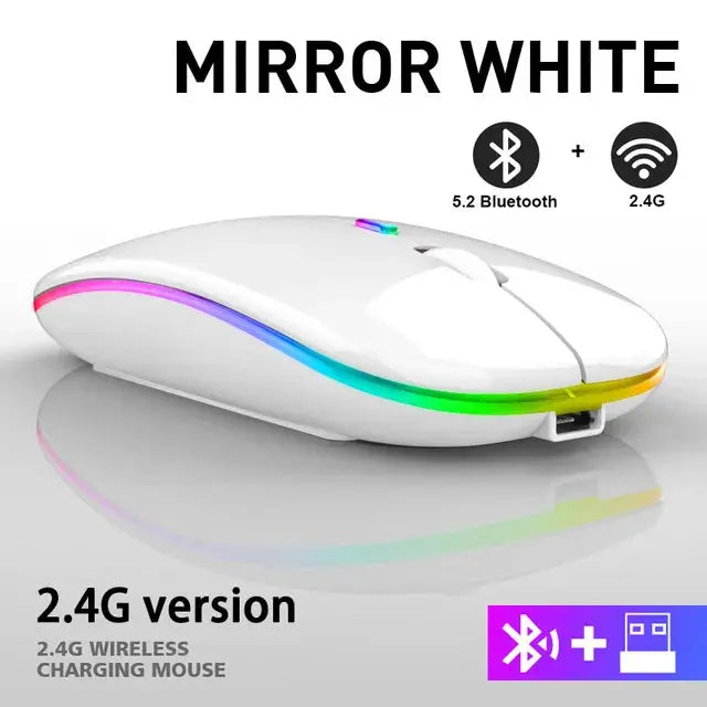 Wireless Rechargeable Mouse – Slim Design with Silent RGB Lighting