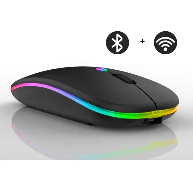 Wireless Rechargeable Mouse – Slim Design with Silent RGB Lighting