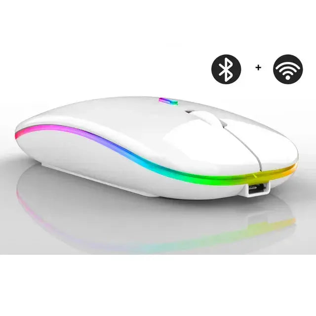 Wireless Rechargeable Mouse – Slim Design with Silent RGB Lighting