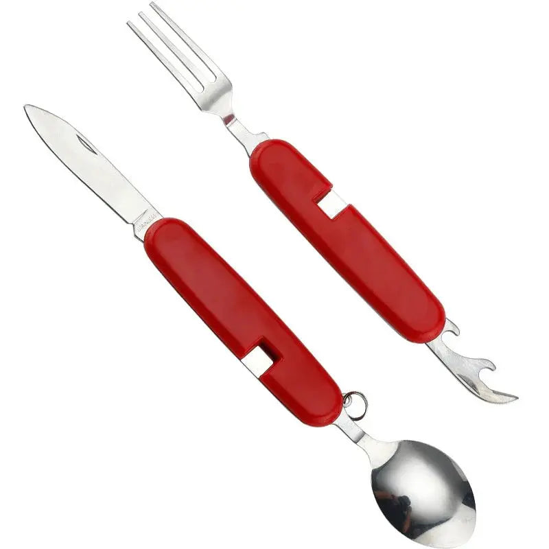 Pocket-Sized Stainless Steel 4-in-1 Cutlery Set – Foldable Design